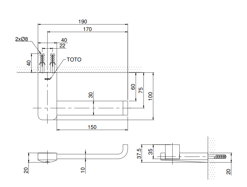 Móc treo giấy vệ sinh cao cấp TOTO TX703ARS 2