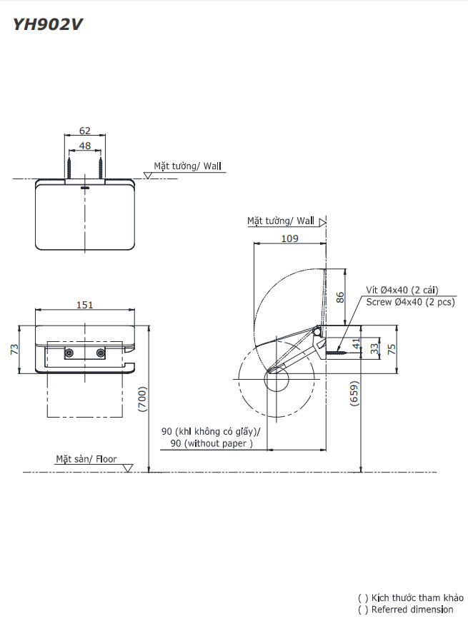 Móc treo giấy vệ sinh cao cấp TOTO YH902V 1