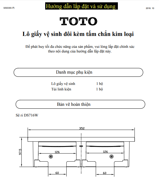 Móc treo giấy vệ sinh đôi cao cấp TOTO DS716W 3