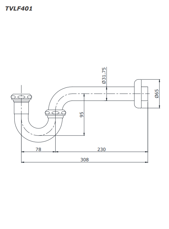 Ống thải chữ P TOTO TVLF401 1