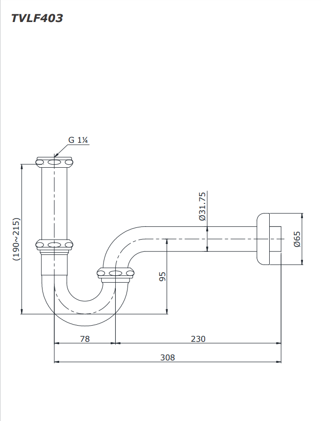 Ống thải chữ P TOTO TVLF403 1