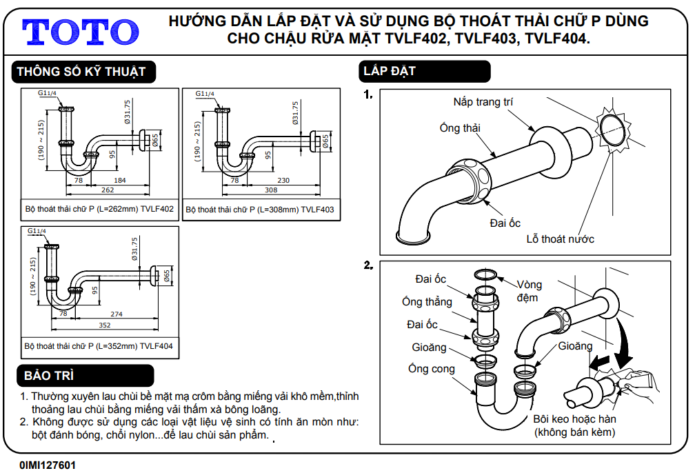 Ống thải chữ P TOTO TVLF403 2