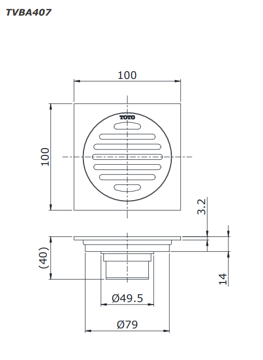 Phễu thoát sàn hiện đại TOTO TVBA407 1