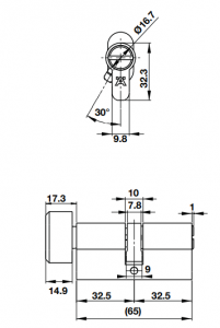 Ruột khóa Toilet 65mm HAFELE 489.56.252 3