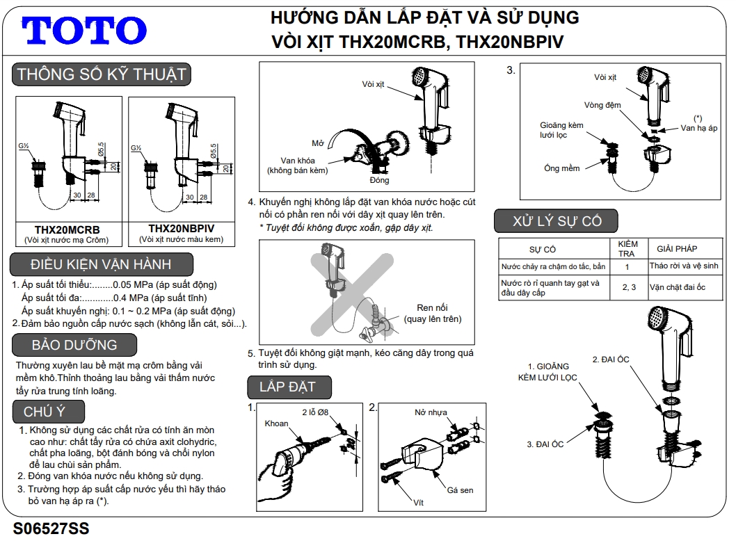 Vòi xịt vệ sinh phòng tắm bằng nhựa Toto THX20NBPIV 4