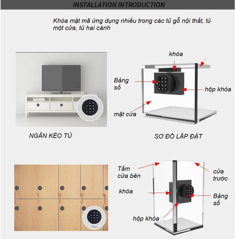 Khóa tủ gỗ bằng mật mã loại núm tròn cao cấp YLF029 9