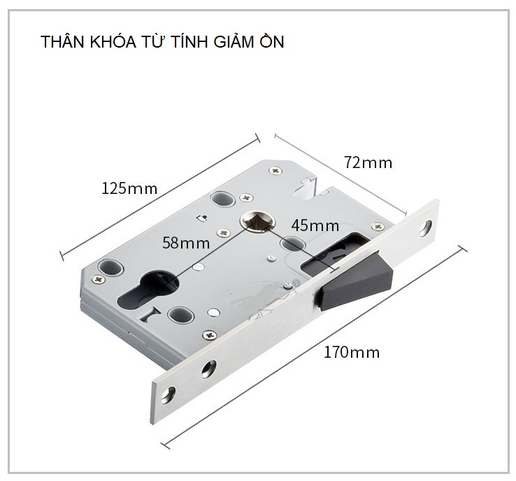 Khóa cửa phòng ngủ phòng tắm PVD chrome A08-260 18