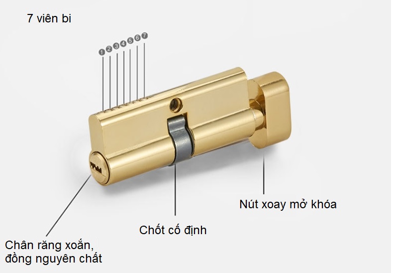 Khóa cửa tay gạt cửa phòng màu vàng cao cấp A689-95 15