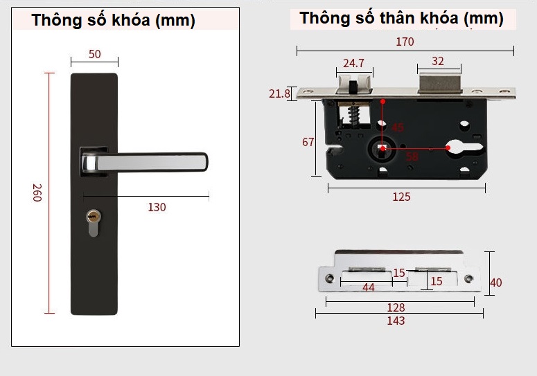 Khóa cửa phòng một đầu khóa chrome LDS7022 16