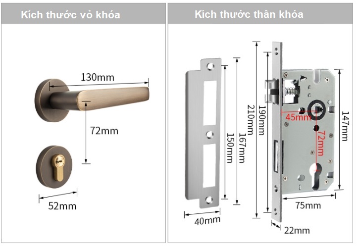 Khóa cửa phòng phân thể bằng đồng BR7-113 15