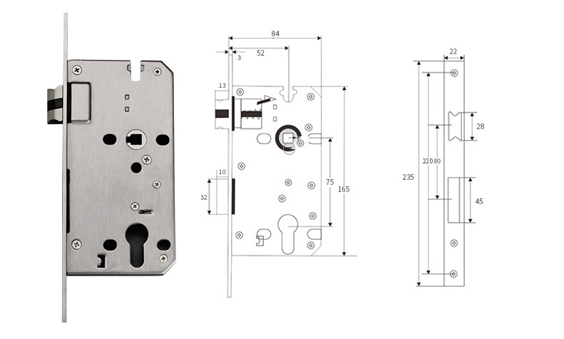 Khoá cửa gỗ một đầu khóa tay gặt hợp kim DFL-1001 17