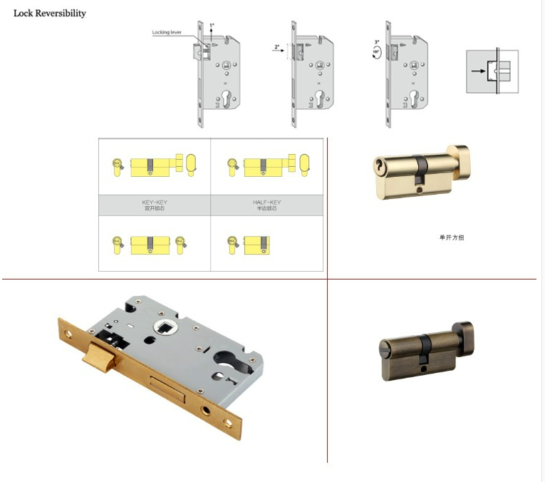 Khóa cửa phòng bằng đồng khía Italia OVLI 308-191 15