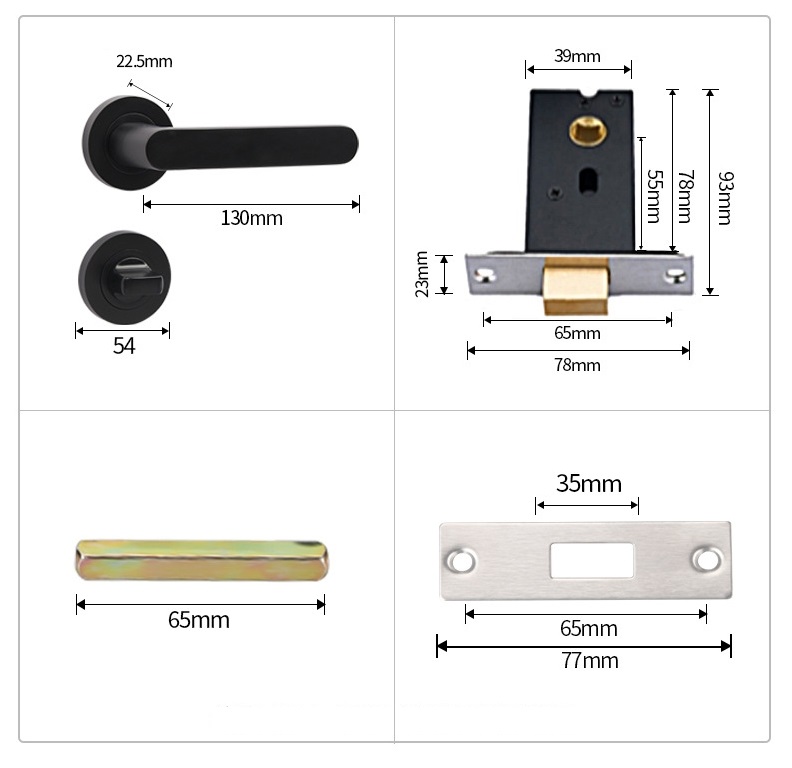 Ổ khóa cửa phòng ngủ phòng tắm không chìa DFL-713DS 2