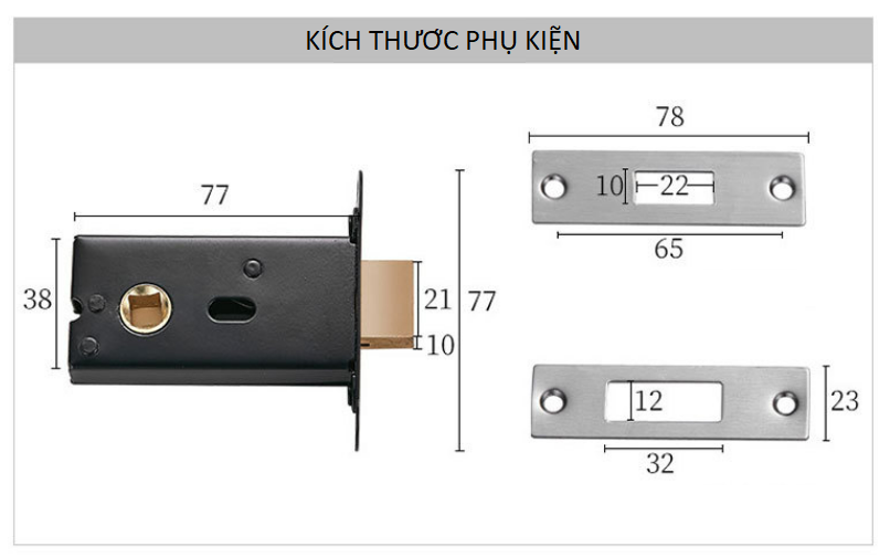 Chốt khóa cửa thông phòng không chìa A01-226C 17