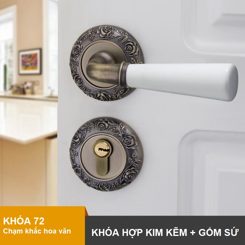 Khóa cửa phòng tay nắm gốm sứ cao cấp INN72 6