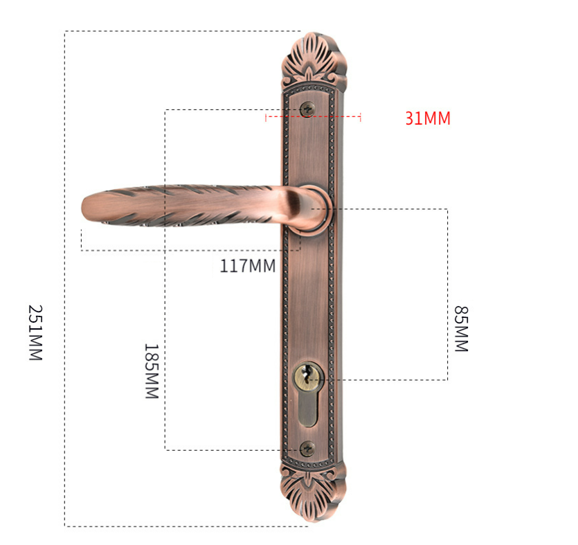 Khóa cửa cho cửa nhôm cửa sắt đố hẹp FG-521A52 10