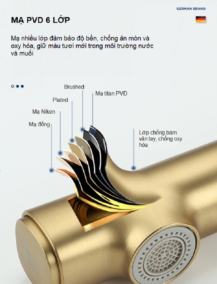 Vòi nước cảm ứng đồng thau German Dura DL8818S 21