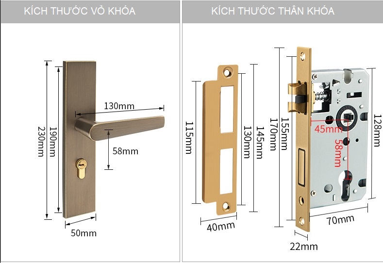 Khóa cửa phòng bằng đồng hiện đại BR889-113 14