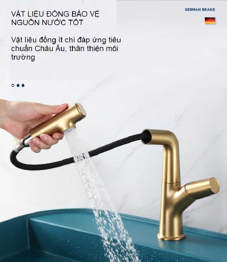 Vòi lavabo bếp nhà tắm bằng đồng German Dura DL8818A 22