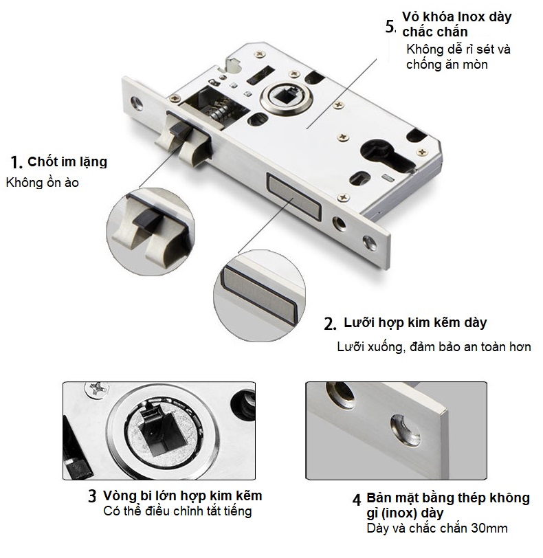 Khoá cửa phòng tay da hiện đại hợp kim A01-020 19