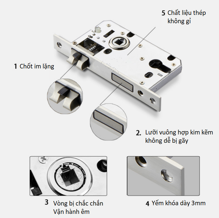 Khóa cửa thông phòng một đầu khóa cao cấp A689-70B 8