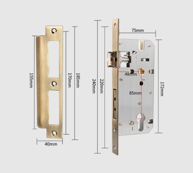 Khóa cửa phòng chống ồn cổ điển bằng đồng BR33-33 15