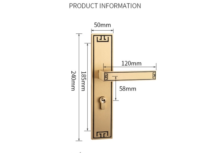 Khóa cửa phòng ngủ cổ điển bằng đồng BR53-73 23