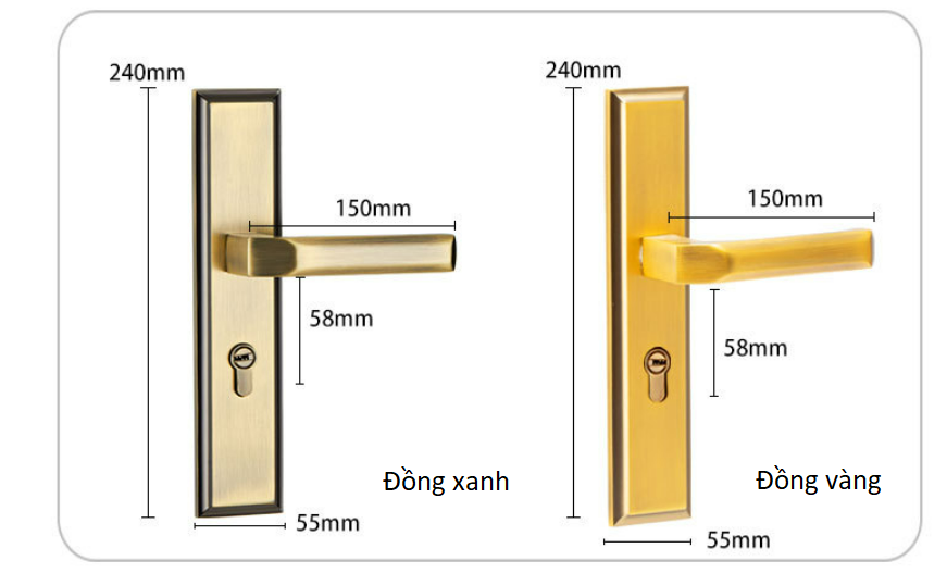 Ổ khóa cửa phòng ngủ màu đồng xanh A67133GG 6