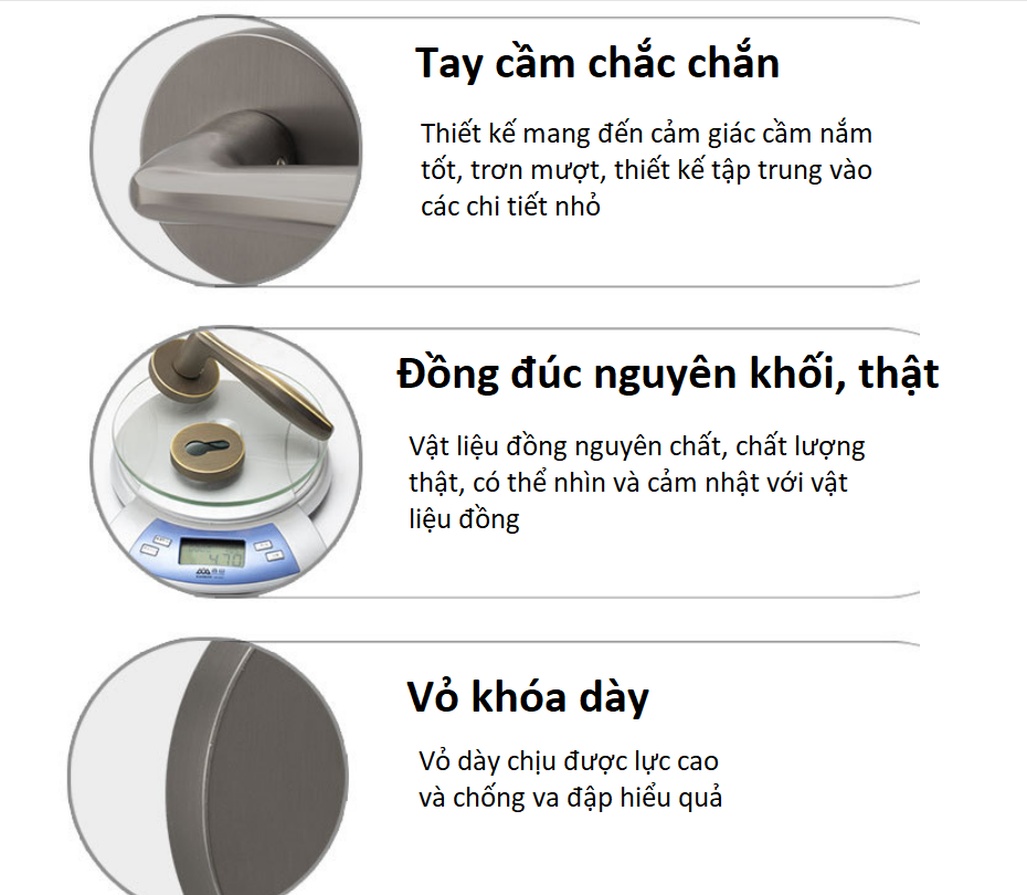 Khoá tay nắm gạt thân khóa rời bằng đồng YJ01-913A 15