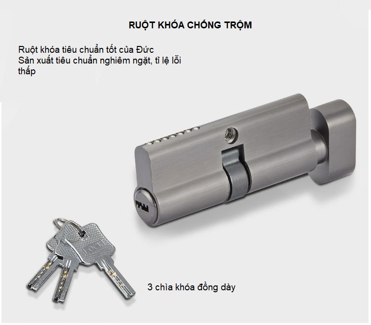 Khoá cửa phòng ngủ phòng tắm chrome A01-05 11