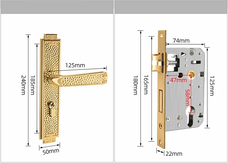 Khóa cửa bằng đồng rèn mạ vàng 24K BR20190-24KGP 18