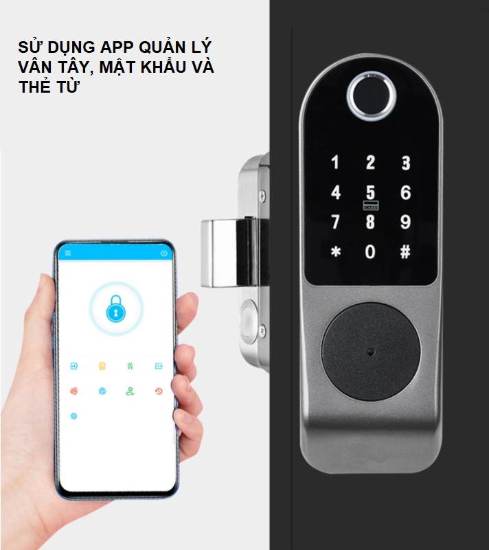 Khóa cửa sắt vân tay mật khẩu thẻ từ VMAN.N1 7