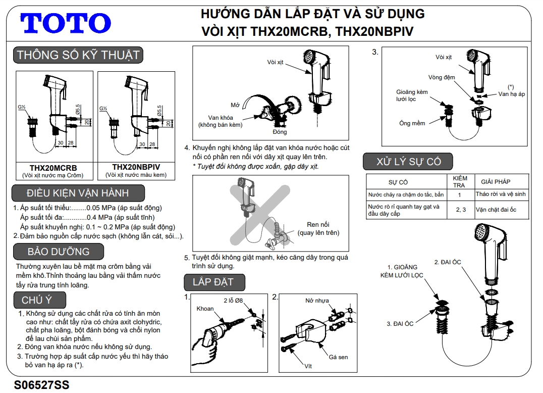 Vòi xịt vệ sinh phòng tắm bằng nhựa Toto THX20NBPIV 5