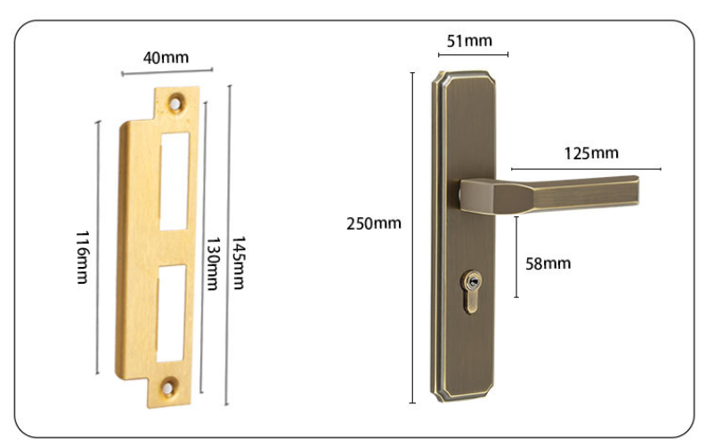 Khóa cửa phòng cổ điển bằng đồng thau CS671-33H 2