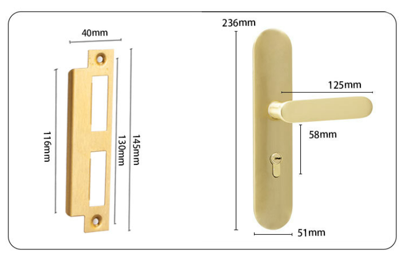 Khóa cửa phòng đồng vàng cao câp CS671-33F 5