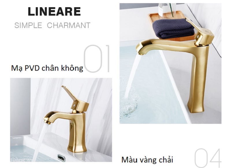 Vòi lavabo nóng lạnh bằng đồng cao cấp DL8001A 6