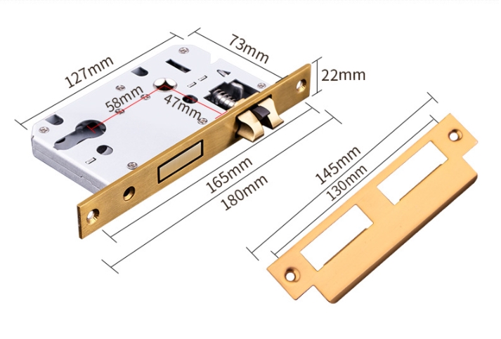 Khóa cửa phòng cổ điển bằng đồng thau BR50-65 10