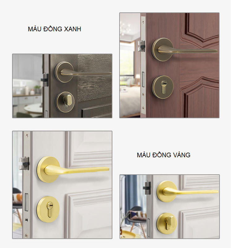 Khoá cửa phòng tay gạt hiện đại bằng đồng thau CS01-218 6