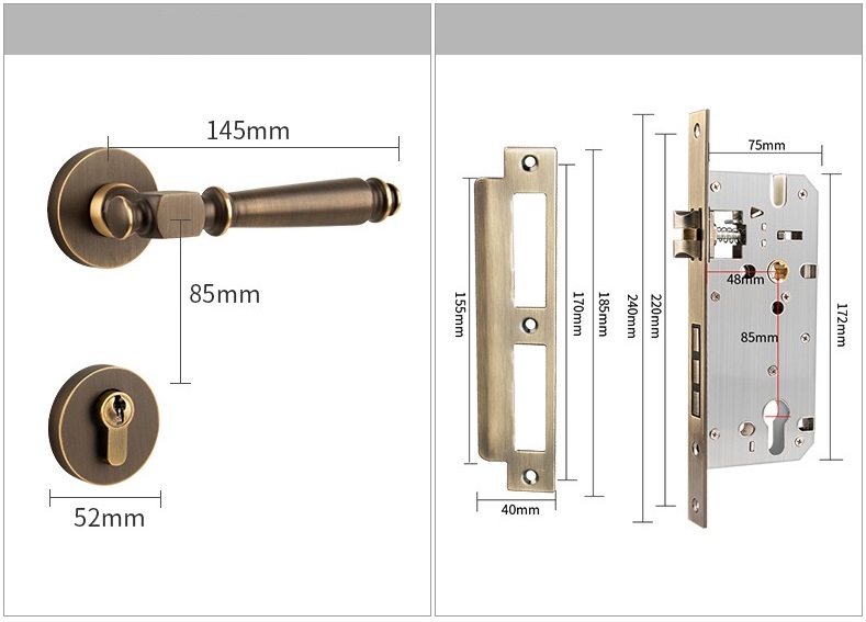 Khóa cửa phòng ngủ bằng đồng Italia BR7-99 21