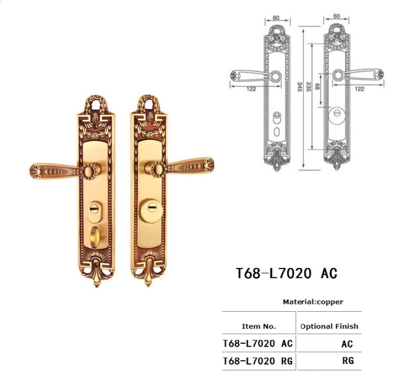 Khóa cửa đại sảnh bằng đồng cho biệt thự T68-L7020 7