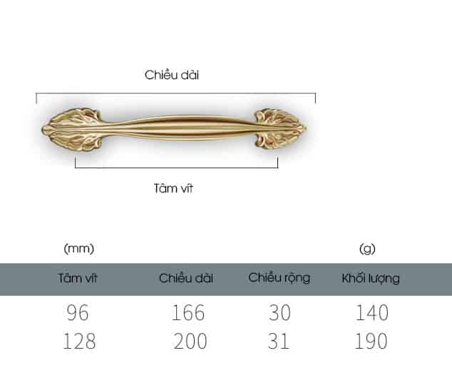 Tay nắm ngăn kéo tủ đồng thau kiểu Bắc Âu XLS035 15