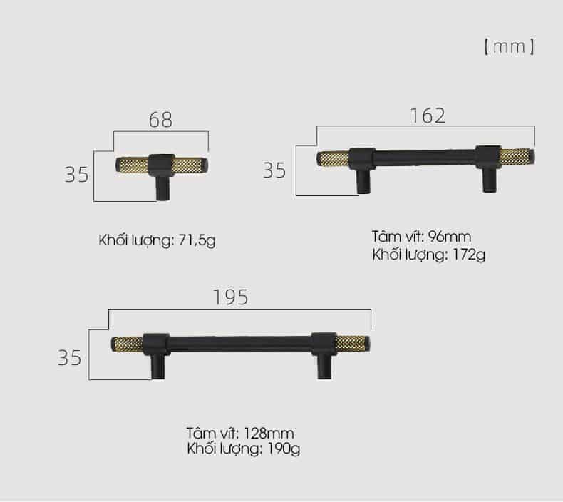 Tay nắm ngăn kéo tủ quần áo bằng đồng thau L3081 13