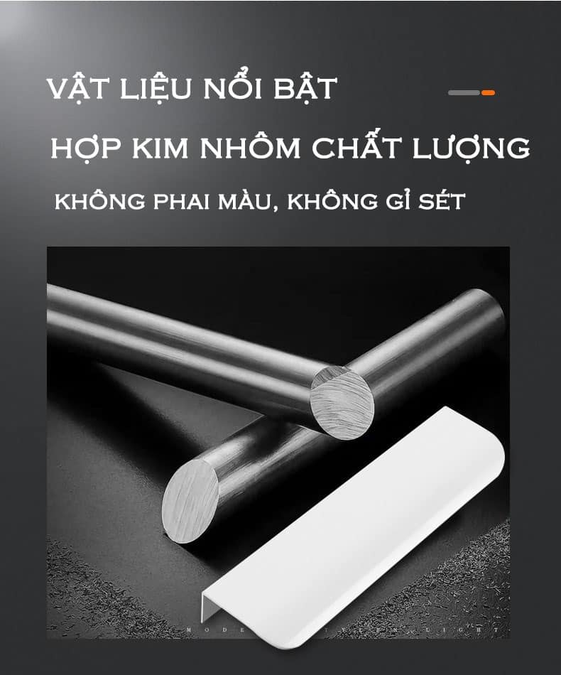 Tay nắm tủ âm nhôm dài màu trắng chữ R ALS6604BR 19