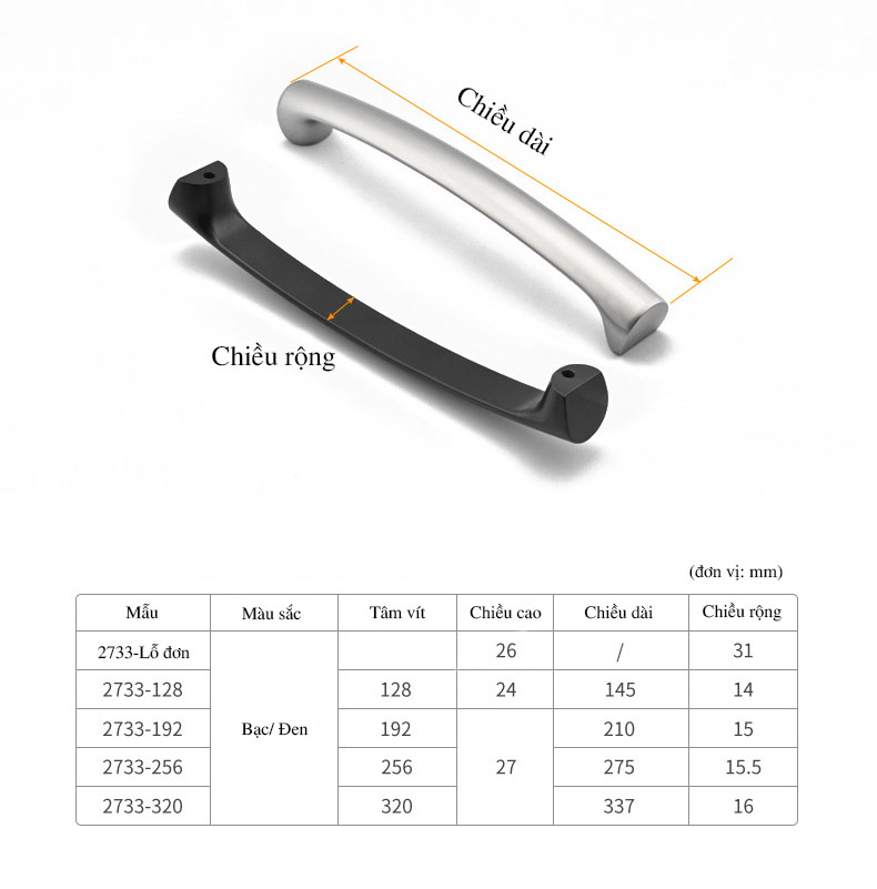 Tay nắm tủ bếp hợp kim kẽm màu đen ALS2733-A 14