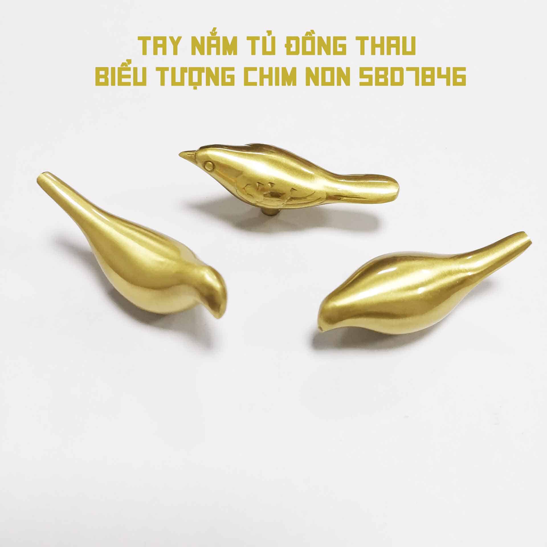 Tay nắm tủ đồng thau biểu tượng chim non SBD7846 8