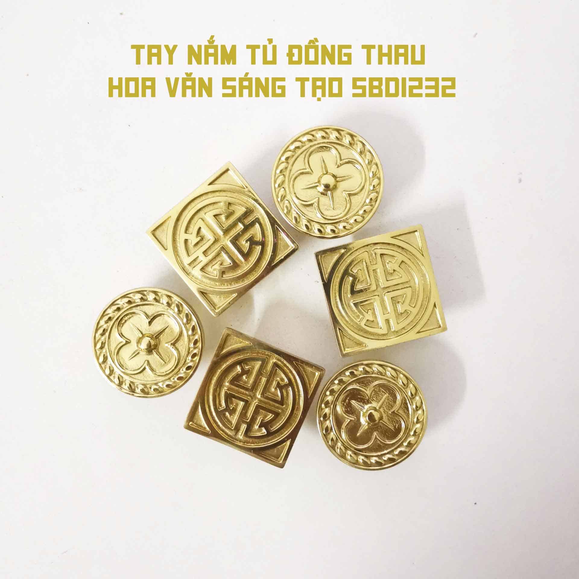 Tay nắm tủ đồng thau hoa văn sáng tạo SBD1232 8