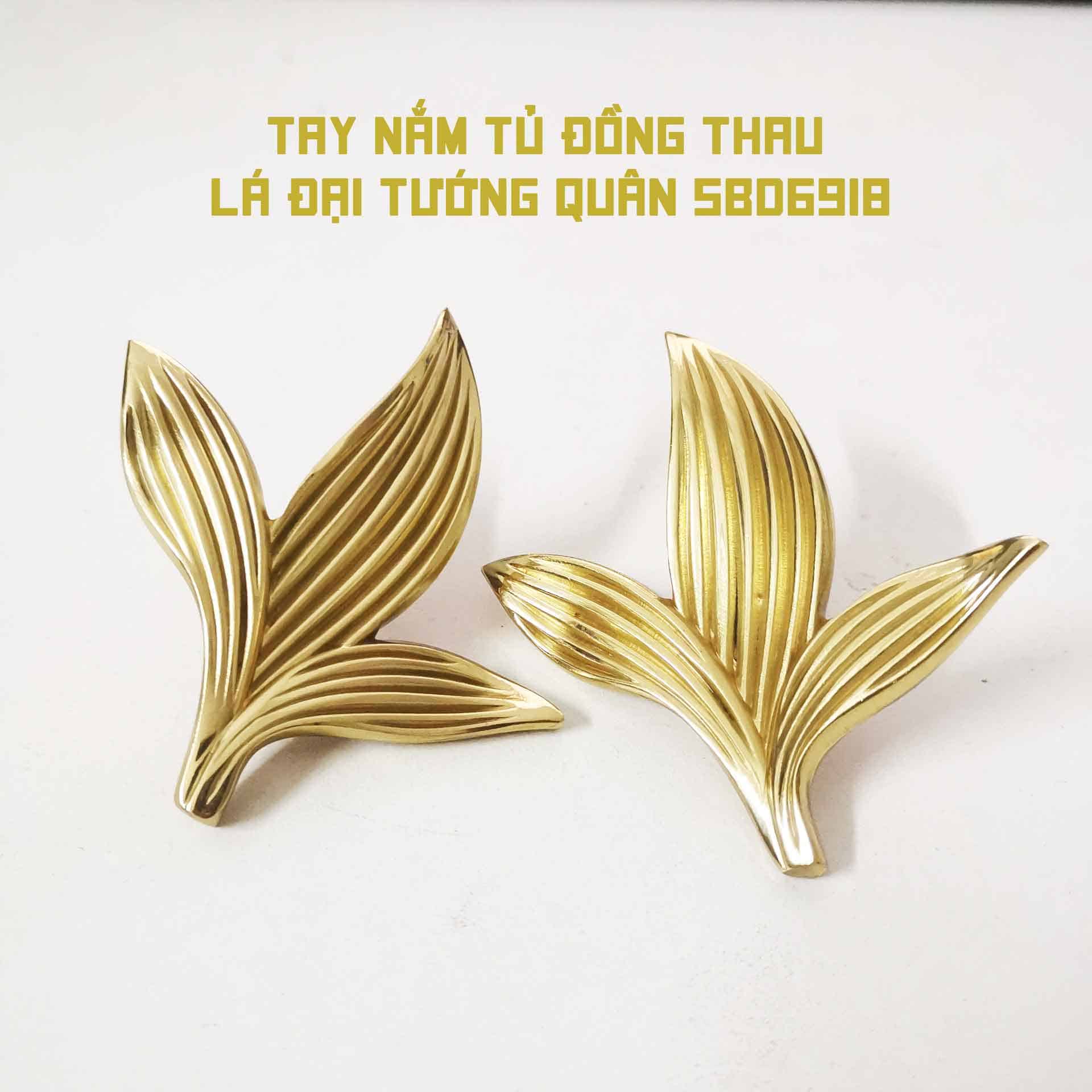 Tay nắm tủ đồng thau lá đại tướng quân SBD6918 7