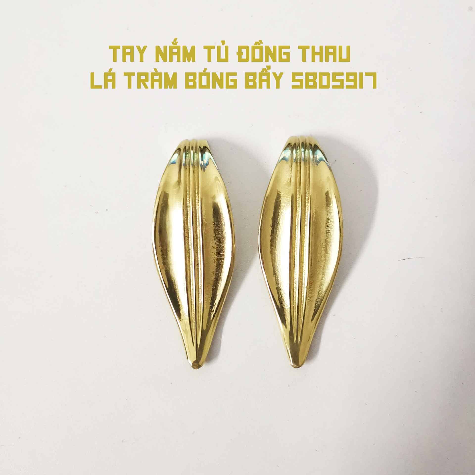 Tay nắm tủ đồng thau lá tràm bóng bẩy SBD5917 7