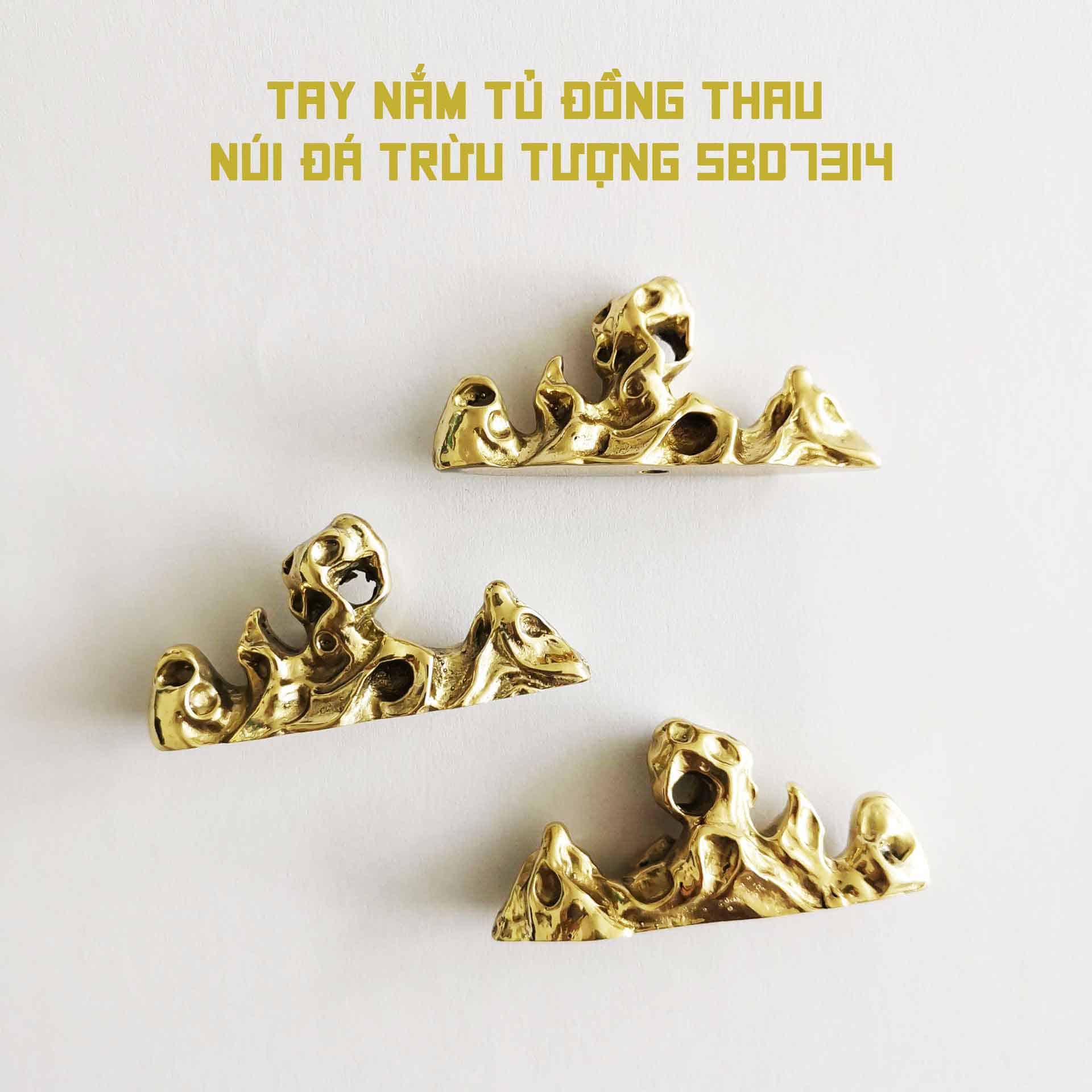 Tay nắm tủ đồng thau núi đá trừu tượng SBD7314 7