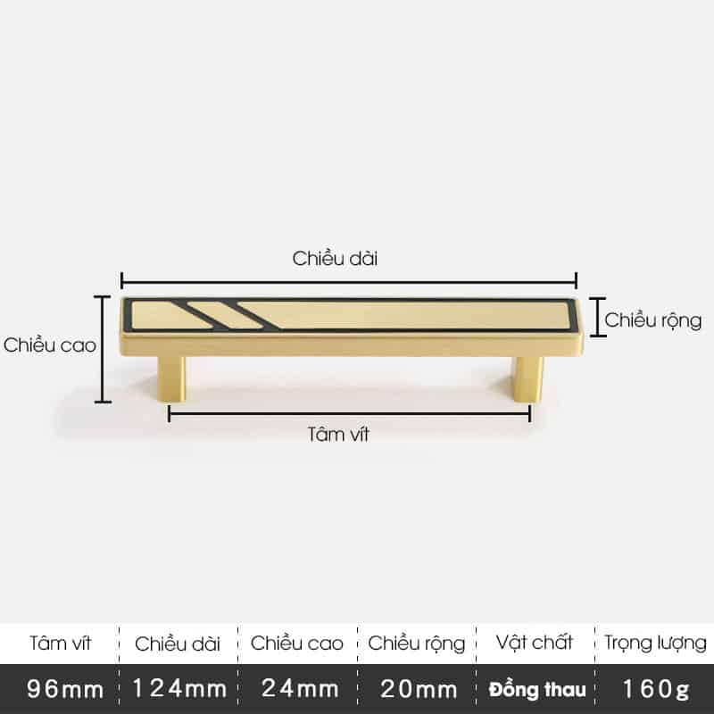 Tay nắm tủ đồng vàng hiện đại tối giản T2943 18